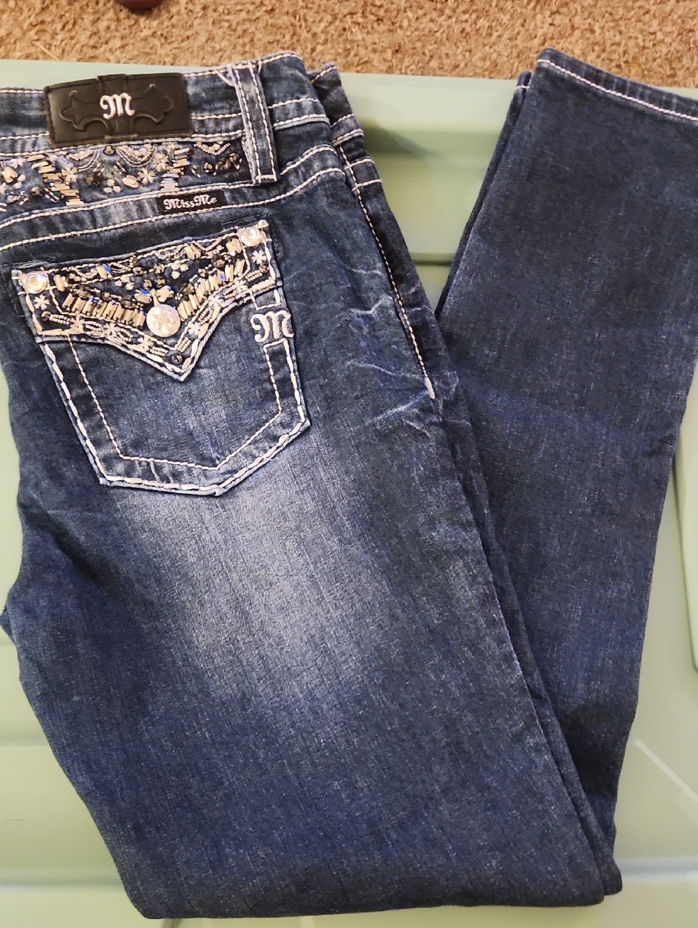 Miss Me Dark Blue Embellished Skinny Jeans